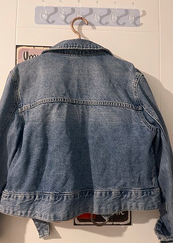 m Beden kırmızı Renk Gri Düğmeli Salaş Denim Ceket