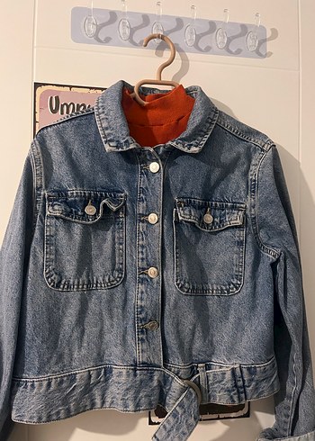 m Beden Gri Düğmeli Salaş Denim Ceket