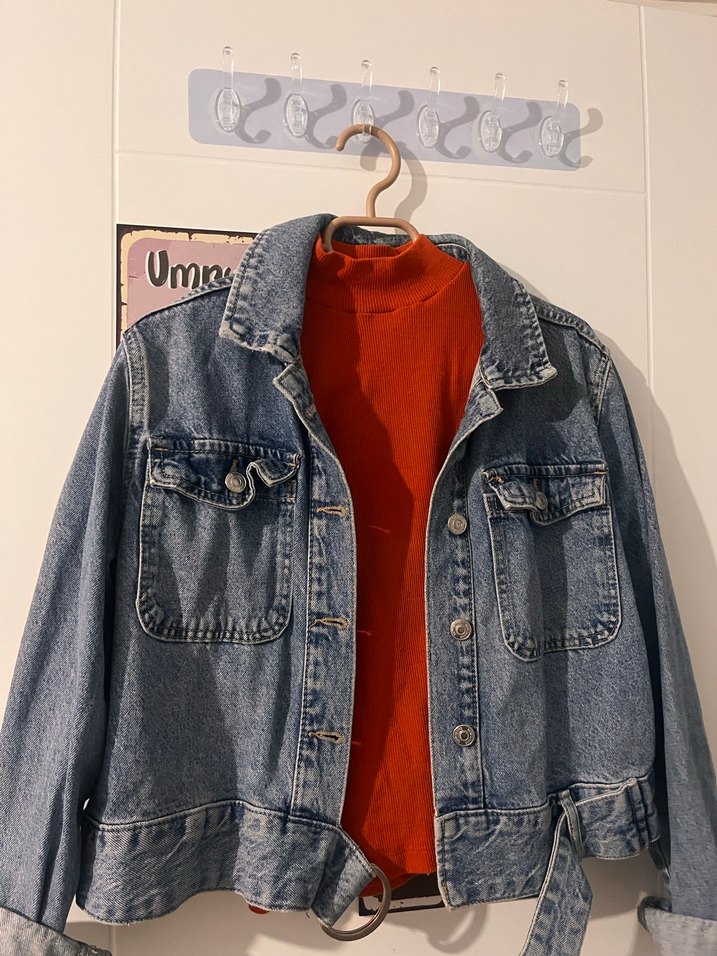 Gri Düğmeli Salaş Denim Ceket - Görsel 3