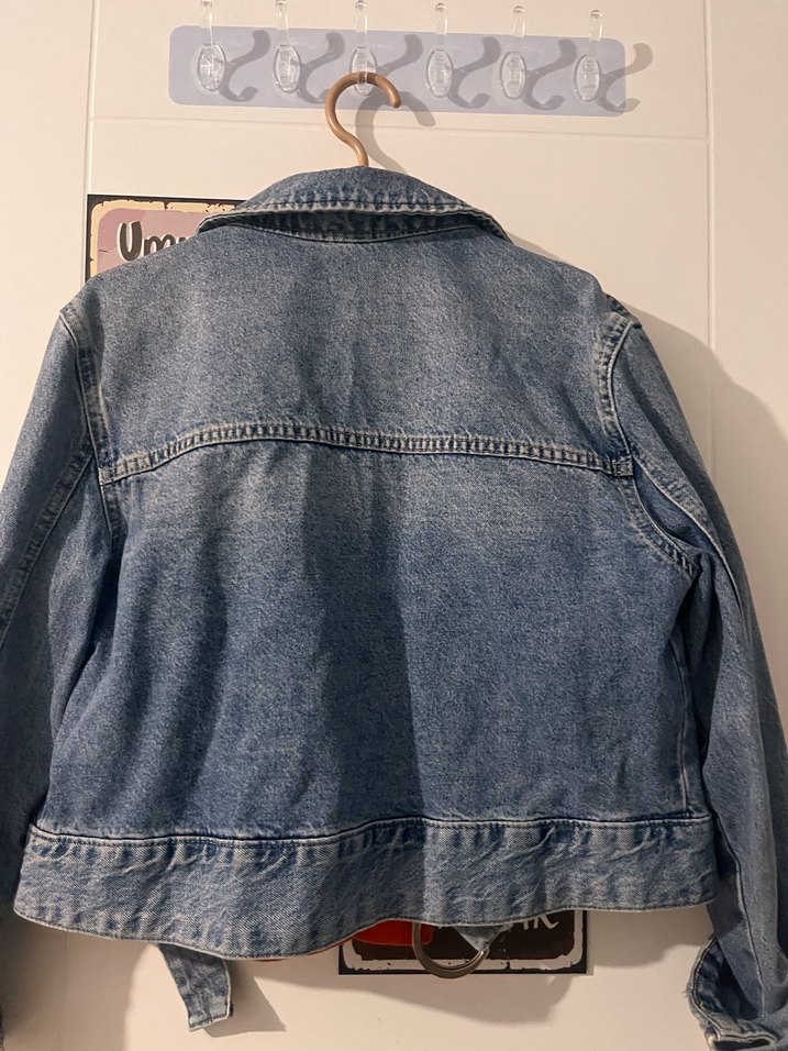 Gri Düğmeli Salaş Denim Ceket - Görsel 4