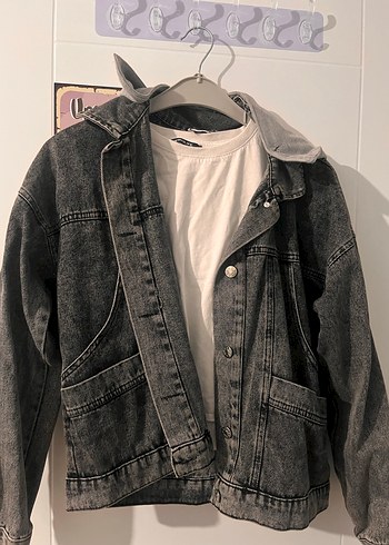 Gri Rahat Kesim Denim Ceket