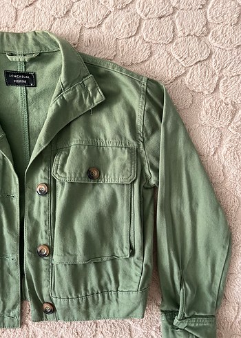 Düğmeli Yeşil Keten Kadın Ceket - Görsel 2