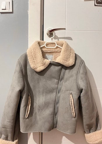 Gri Süet Kadın Kışlık Mont Kürk Detaylı - Görsel 2