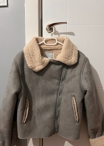 Gri Süet Kadın Kışlık Mont Kürk Detaylı - Görsel 5