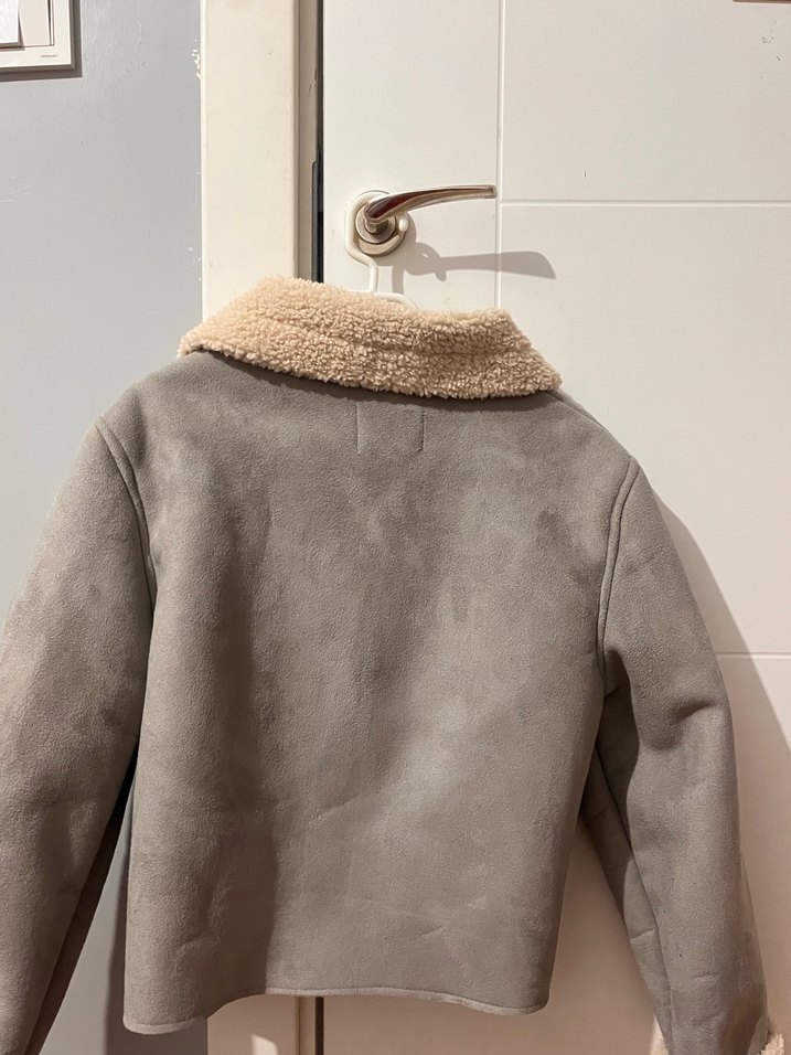 Gri Süet Kadın Kışlık Mont Kürk Detaylı - Görsel 4