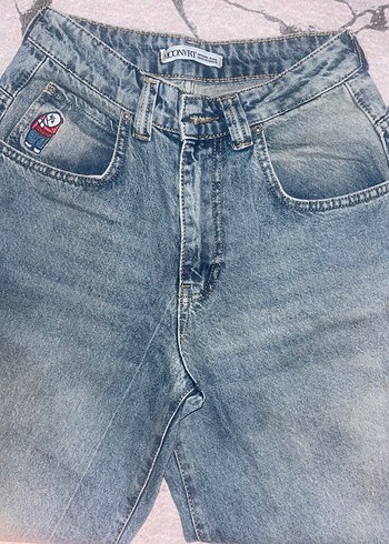 Düğmeli Gri Mavi Salaş Kadın Kot Pantolon - Görsel 3