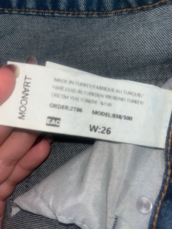 Düğmeli Gri Mavi Salaş Kadın Kot Pantolon - Görsel 4