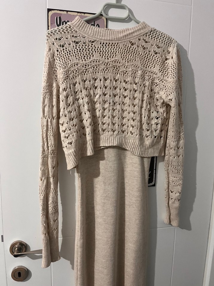 Bej Örgü Bohem Kadın Kazak - Görsel 3