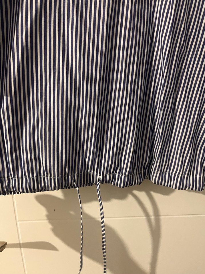 Gri Çizgili Pamuklu Kadın Gömlek - Görsel 3