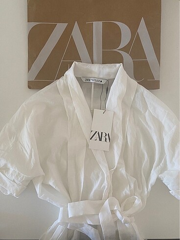 xl Beden beyaz Renk Zara bağlamalı bluz