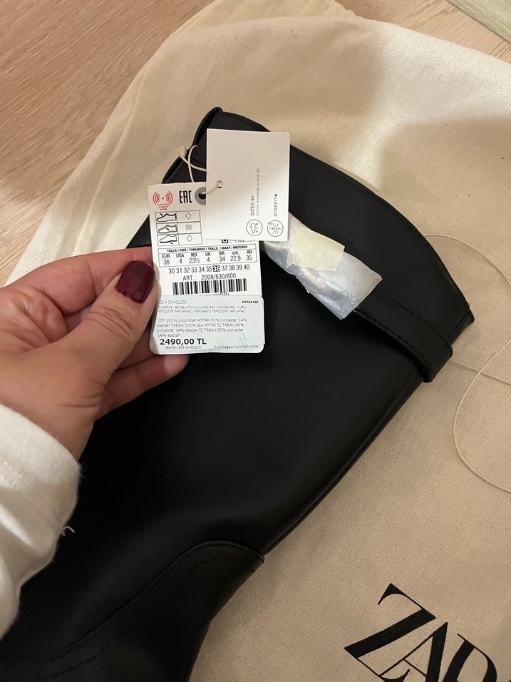 Zara Siyah Deri Tokalı Dizüstü Kadın Çizme - Görsel 2