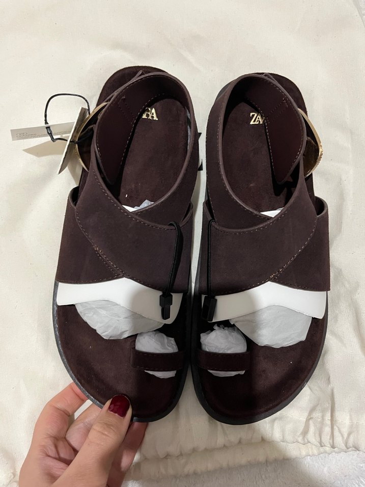 Zara Kahverengi Kadın Dolgu Topuklu Sandalet - Görsel 3