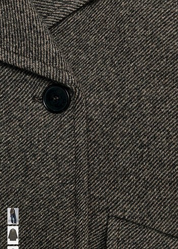 Zara manteco yün Düğmeli Gri Midi Kadın Kaban - Görsel 3