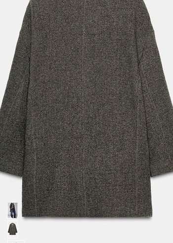 Zara manteco yün Düğmeli Gri Midi Kadın Kaban - Görsel 2