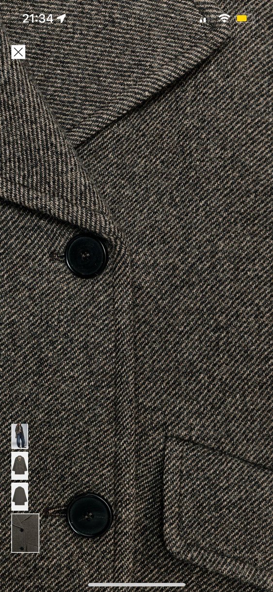 Zara manteco yün Düğmeli Gri Midi Kadın Kaban - Görsel 3