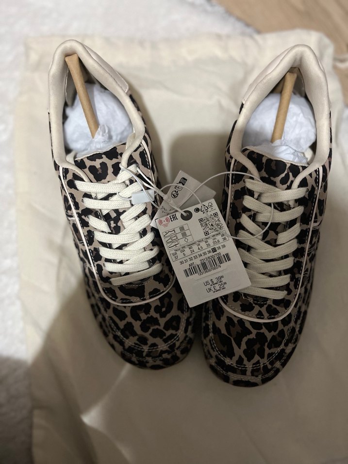 Zara Leopar Desenli Kadın Dolgu Topuklu Spor Ayakkabı - Görsel 5