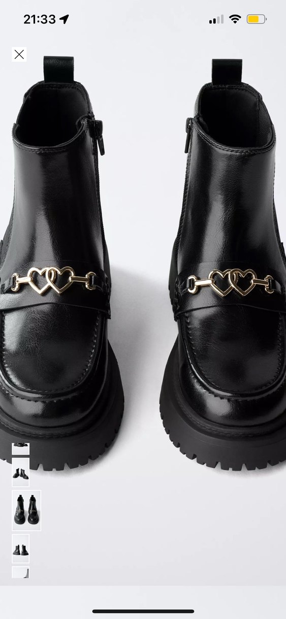 Zara Zincir Detaylı Siyah Platform Topuklu Deri Bot - Görsel 2