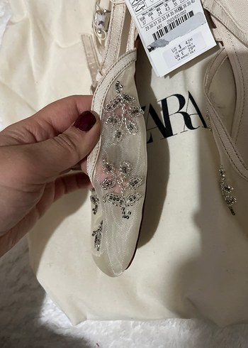 Zara Nakışlı Kadın Ayakkabı babet - Görsel 3
