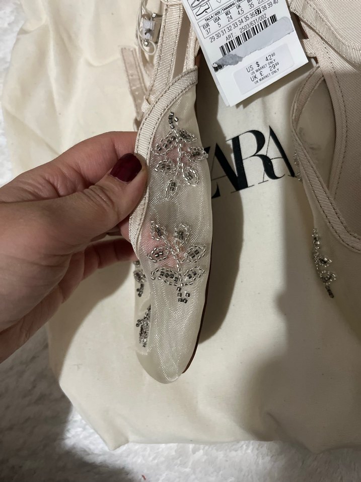 Zara Nakışlı Kadın Ayakkabı babet - Görsel 3