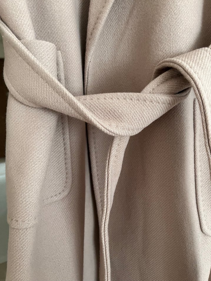 Zara Bej Kadın Süet Kuşaklı Uzun Kaban - Görsel 5