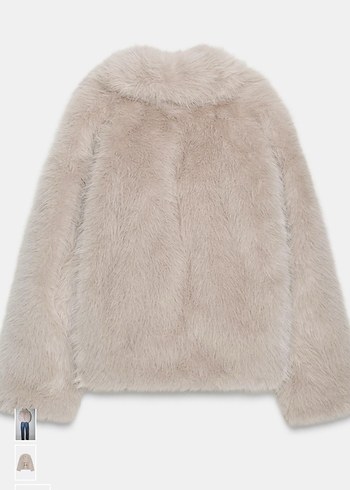 Zara sahte kısa Bej Kadın Kürk Detaylı Midi Mont - Görsel 3