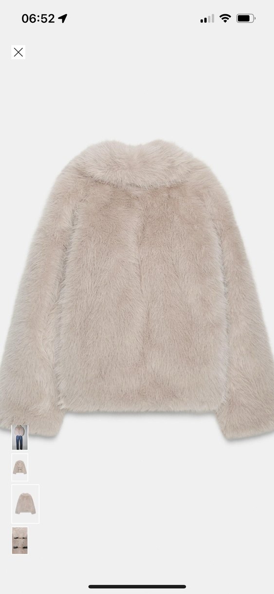 Zara sahte kısa Bej Kadın Kürk Detaylı Midi Mont - Görsel 3