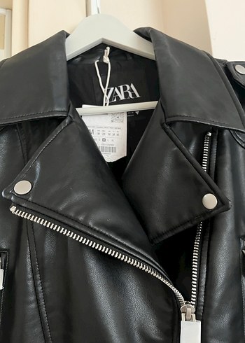 Kadın Siyah Deri Kemerli Biker Ceket - Görsel 3