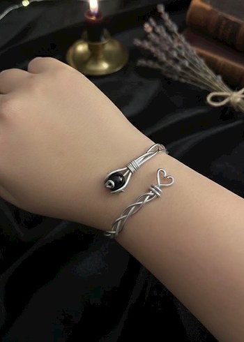 Goth Zincir Detaylı Siyah Kadın Bileklik - Görsel 2