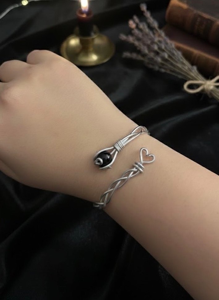 Goth Zincir Detaylı Siyah Kadın Bileklik - Görsel 2