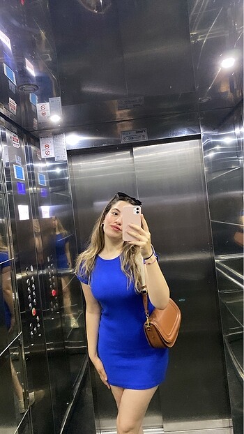 Stradivarius Fitilli mavi elbise