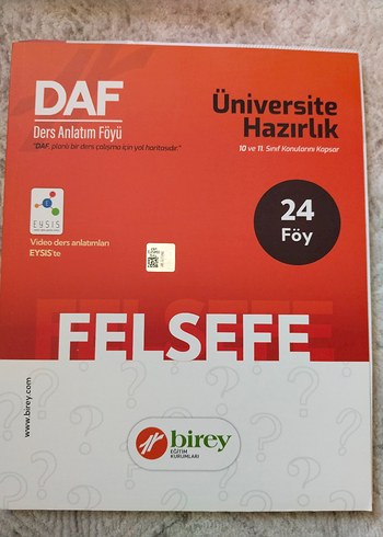 DAF Felsefe Üniversite Hazırlık 24 Foy