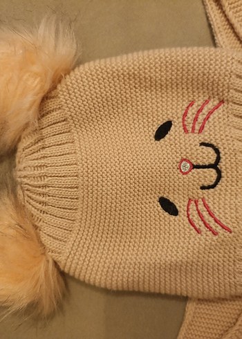 Örgü Çocuk Bere ve Atkı Seti - Görsel 3