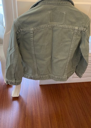 5 Yaş Beden haki Renk Kız -Erkek Çocuk Haki Denim Ceket Düğmeli