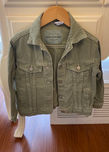 Kız -Erkek Çocuk Haki Denim Ceket Düğmeli