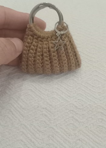 Beden camel Renk Bej Örgü Kadın Çanta charmı