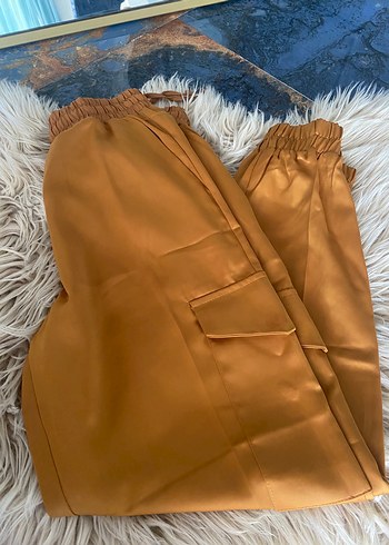 Taba saten kargo pantalon