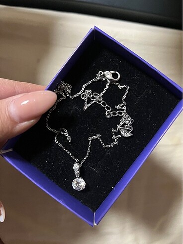 Beden gri Renk Swarovski kolye