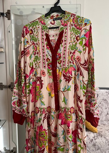 Çiçek Desenli Uzun Bohem Elbise - Görsel 2