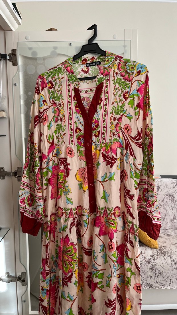 Çiçek Desenli Uzun Bohem Elbise - Görsel 2