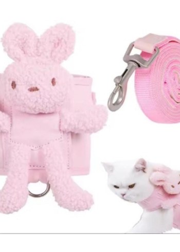 Pastel Pembe Köpek Göğüs Tasması ve Gezdirme Kayışı