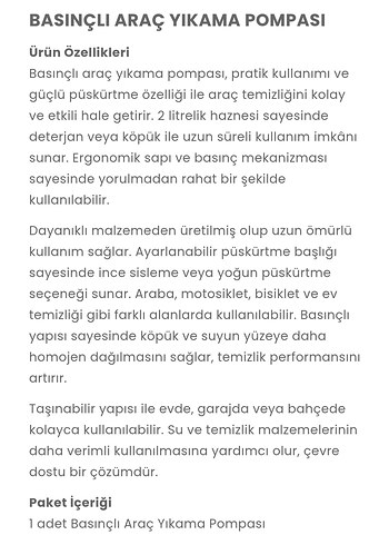 Beden 2 L Basınçlı Araç Yıkama Pompası Sarı