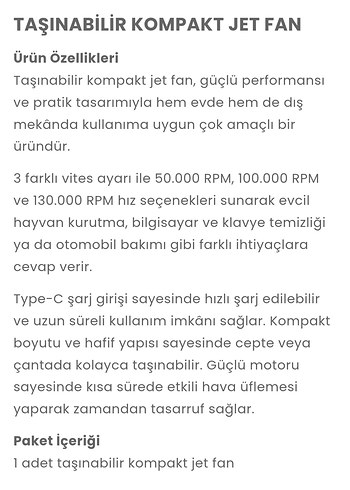 TAŞINABİLİR KOMPAKT JET FAN - Görsel 6