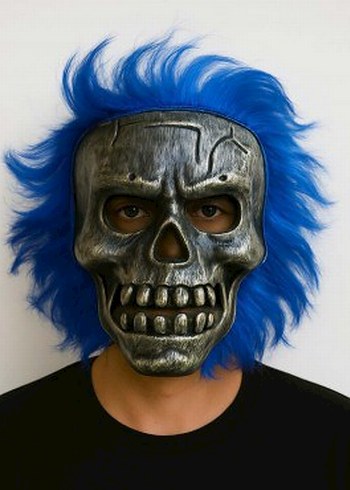 Wild skull metal kafatası renkli saçlı iskelet maske - Görsel 4