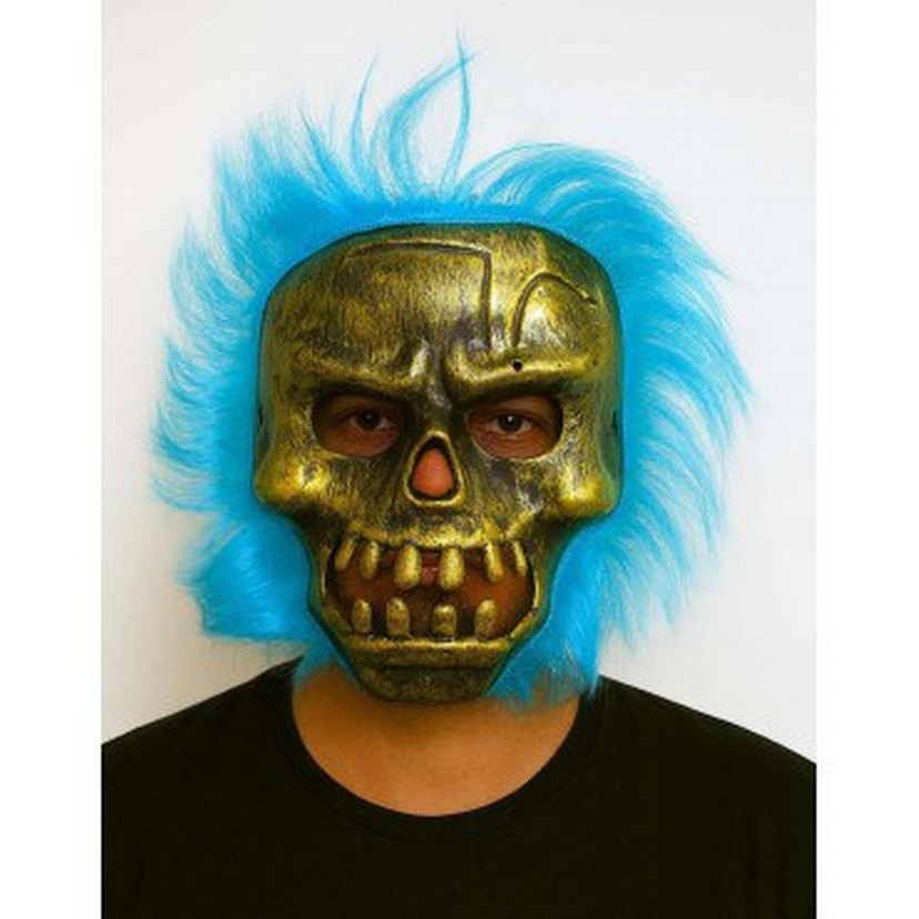 Wild skull metal kafatası renkli saçlı iskelet maske - Görsel 3