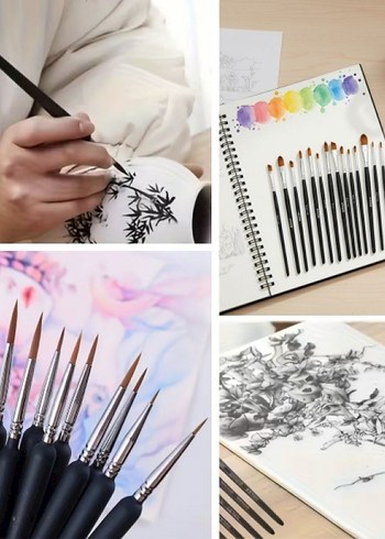 10 ADET HOBİ VE ARABA İNCE DETAY RÖTUŞ FIRÇA SETİ - Görsel 4