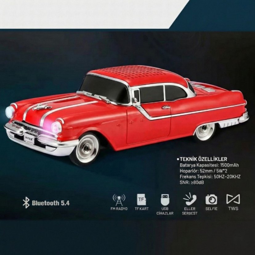PONTIAC KLASİK ARABA TASARIMLI BLUETOOTH HOPARLÖR - Görsel 2
