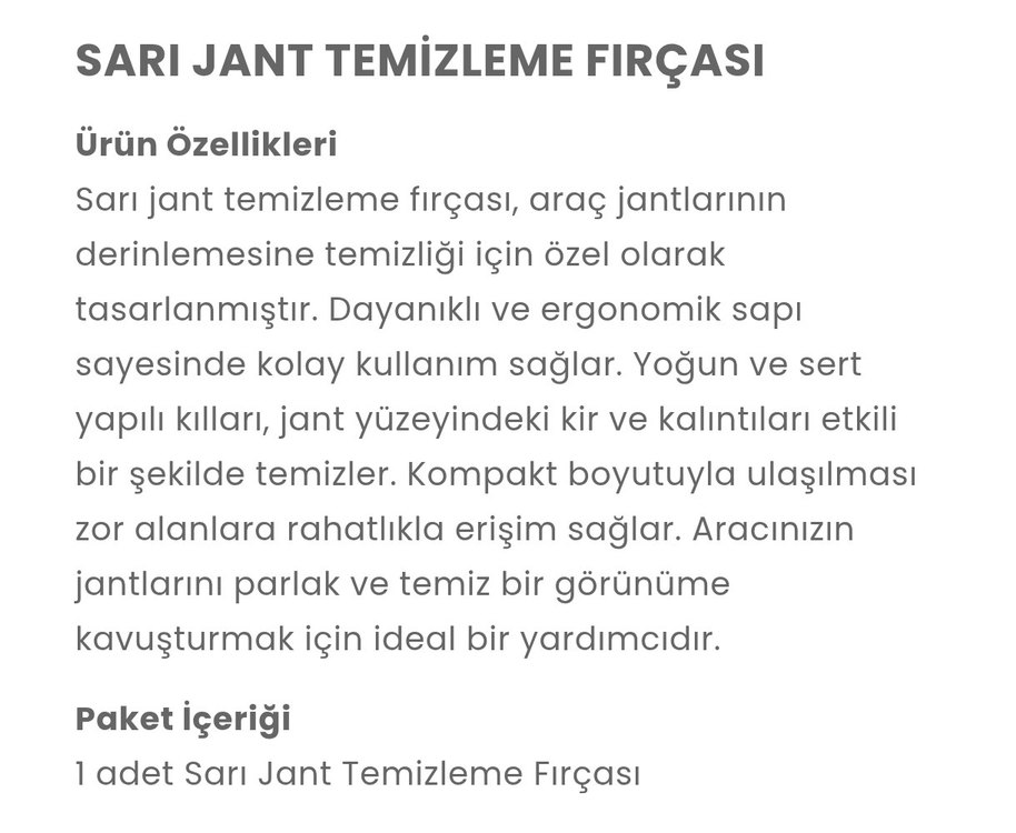 Sarı Jant Temizlik Fırçası - Görsel 5