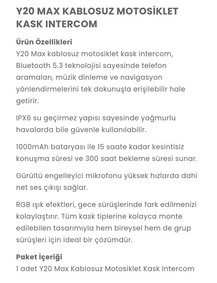 y20 max kablosuz motosiklet kask intercom - Görsel 3