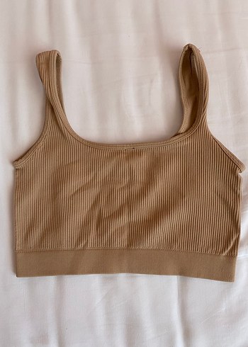 Bej spor sütyeni crop top
