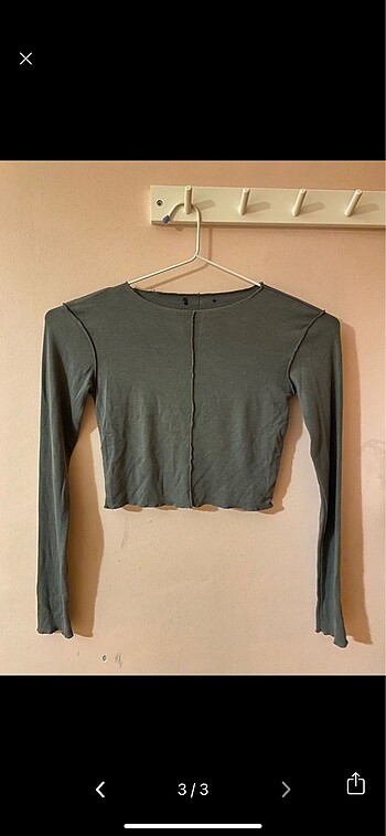 s Beden Zara model haki crop bluz
